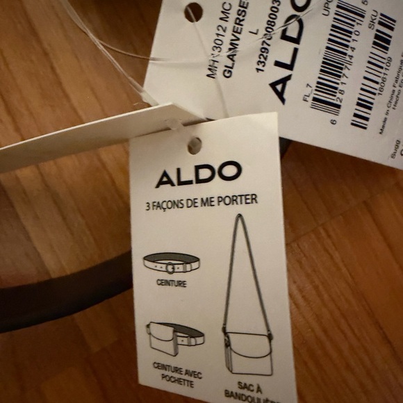 NWT Aldo Glamverse Faux Black Croc / Crossbody 35“ Belt Chain Bag Black Hardware - Picture 7 of 9